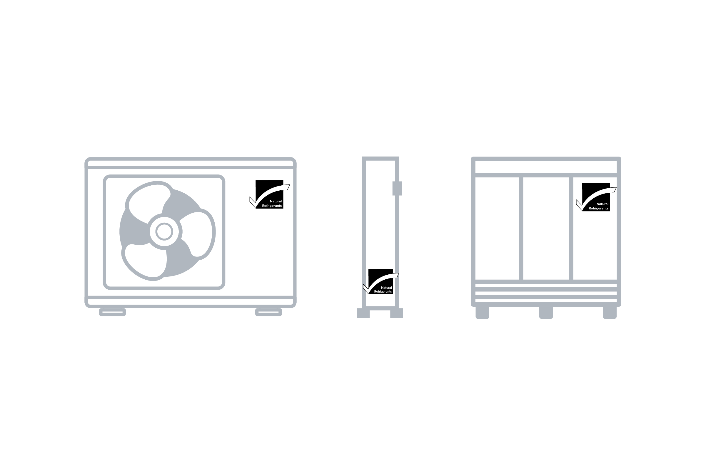 Add the label to natural refrigerant systems (racks, heat pumps, and chillers) – you choose the size and placement